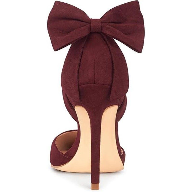 Other New Carcuume Women's Size 10 Wine Red Bow Faux Suede Heels Size US 10 / IT 40 - 5 Thumbnail