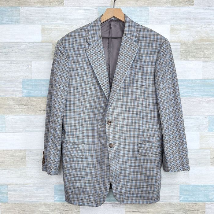 Hickey Freeman Hickey Freeman Plaid Sport Coat Gray Blue Wool Mens 40R ...