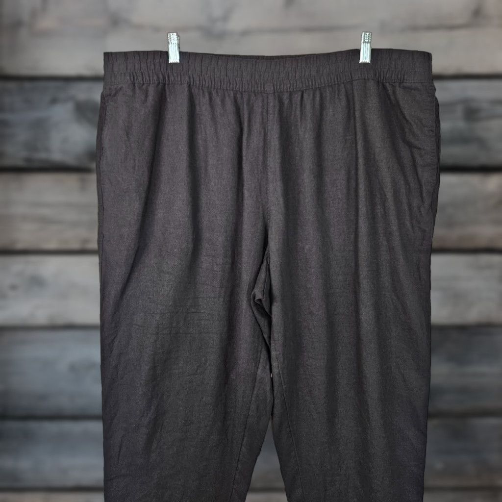 Old Navy Old Navy Womens Pull On Ankle Pants Sz 2X Black Linen Blend Size 40" / US 18 - 1 Thumbnail