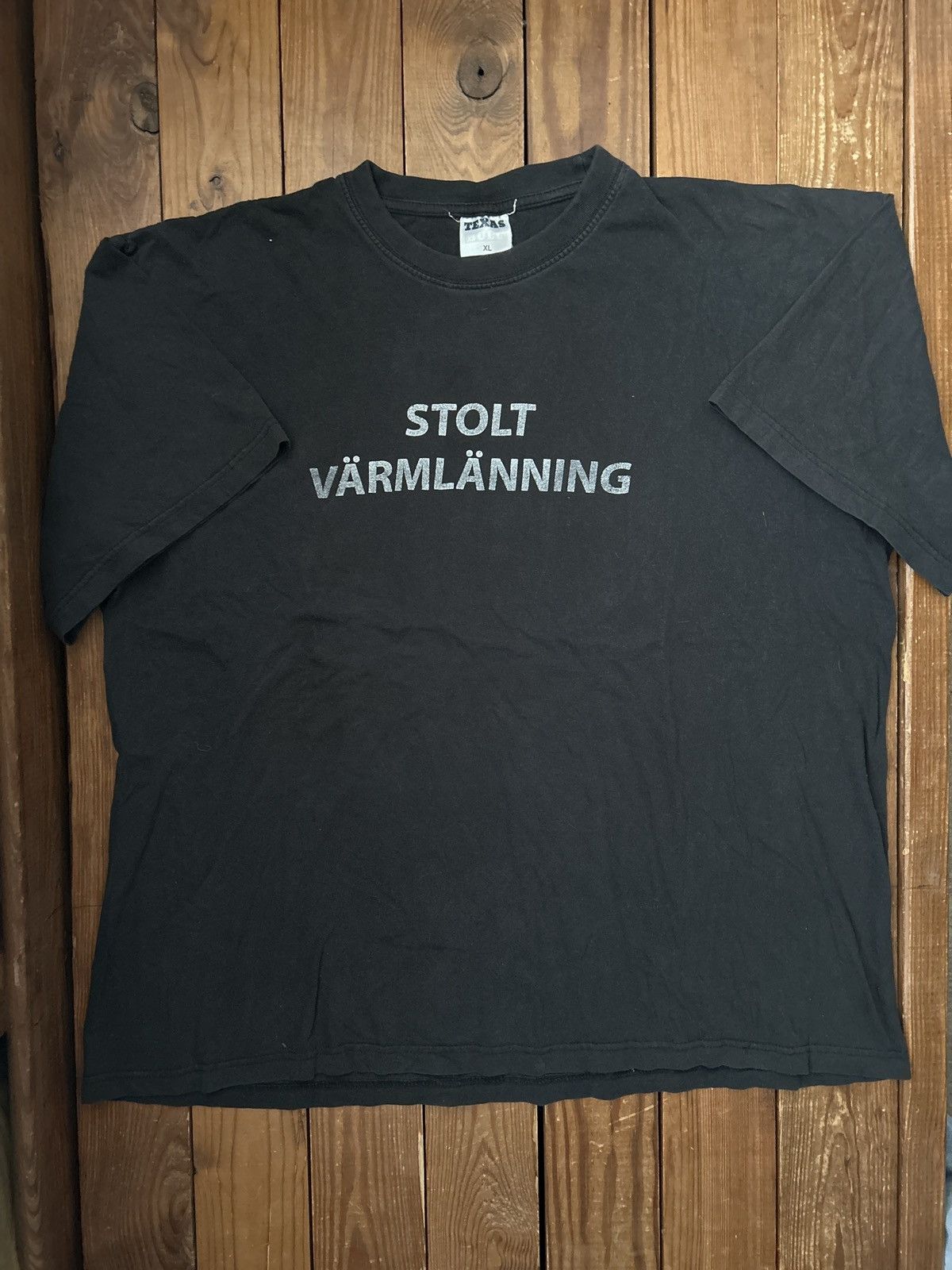 Vintage Vintage 90s Stolt Varmlanning Black Tee Shirt Size US XL / EU 56 / 4 - 1 Thumbnail