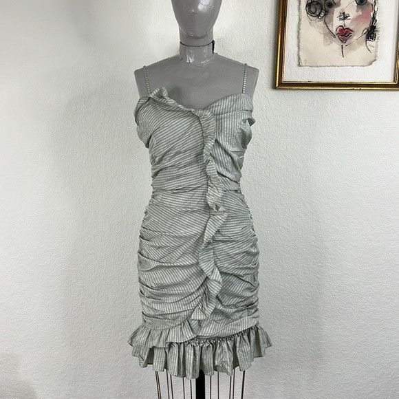 Betsey Johnson VTG Betsy Johnson Ruched Striped Ruffle Sweetheart Mini Cock Size M / US 6-8 / IT 42-44 - 1 Thumbnail