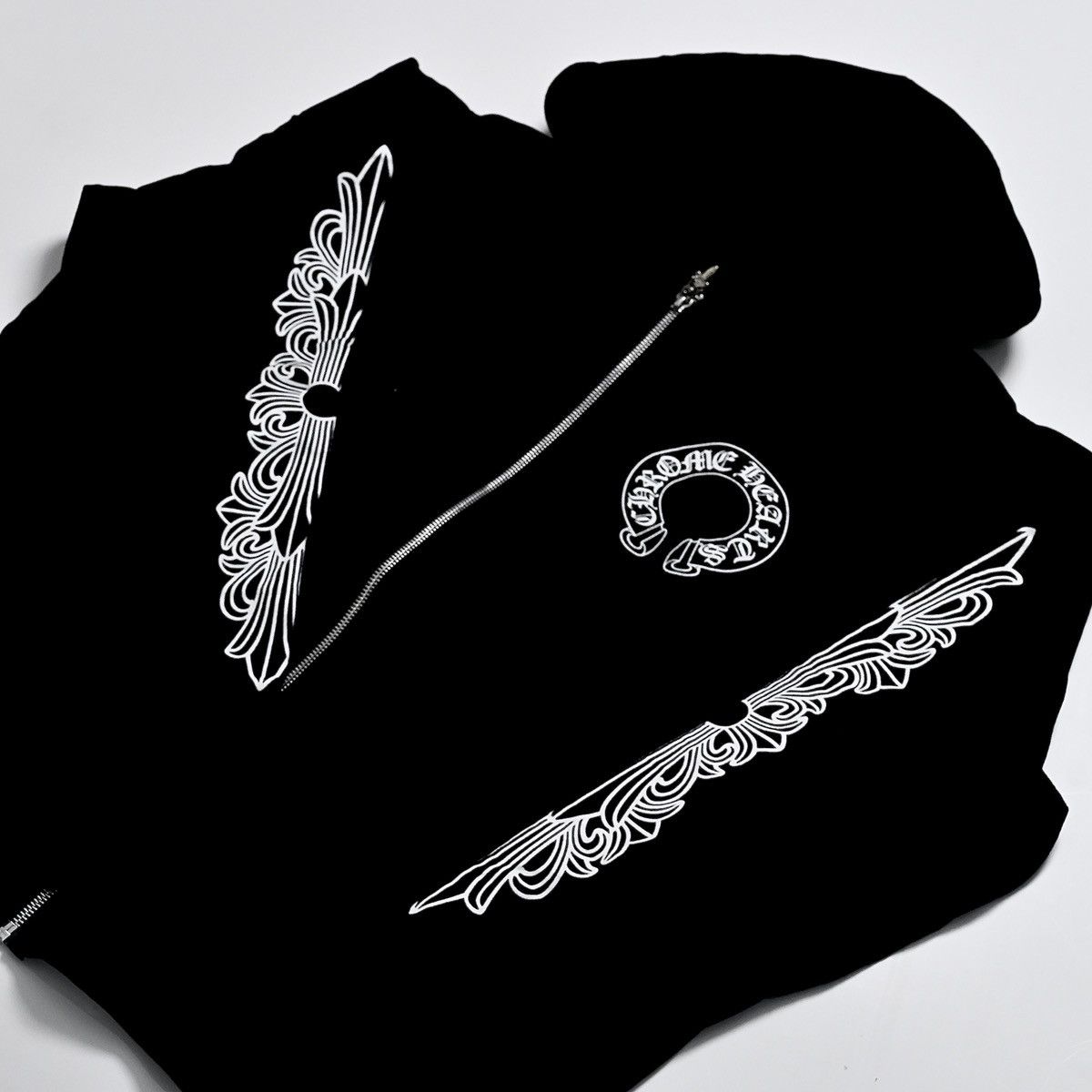 CHROME HEARTS◆Horseshoe Floral Fuck You Fleece ZipUp Hoodie Chrome Hearts Chrome Hearts Fuck You Floral Horseshoe Zip Up