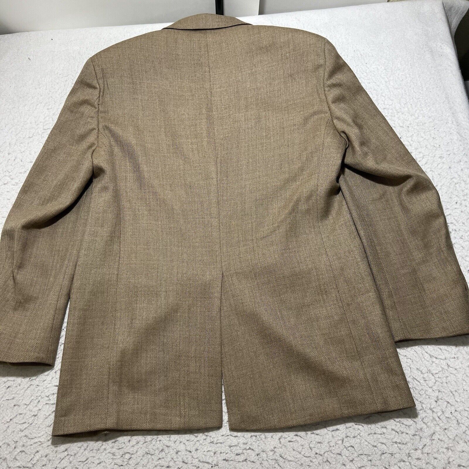 Stafford Stafford Wool Herringbone Beige Career Suit Jacket Coat 42L Size 42L - 14 Thumbnail