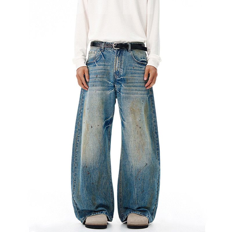 Vintage Men's loose washed ink-splashed distressed scimitar jeans Size US 32 / EU 48 - 1 Thumbnail