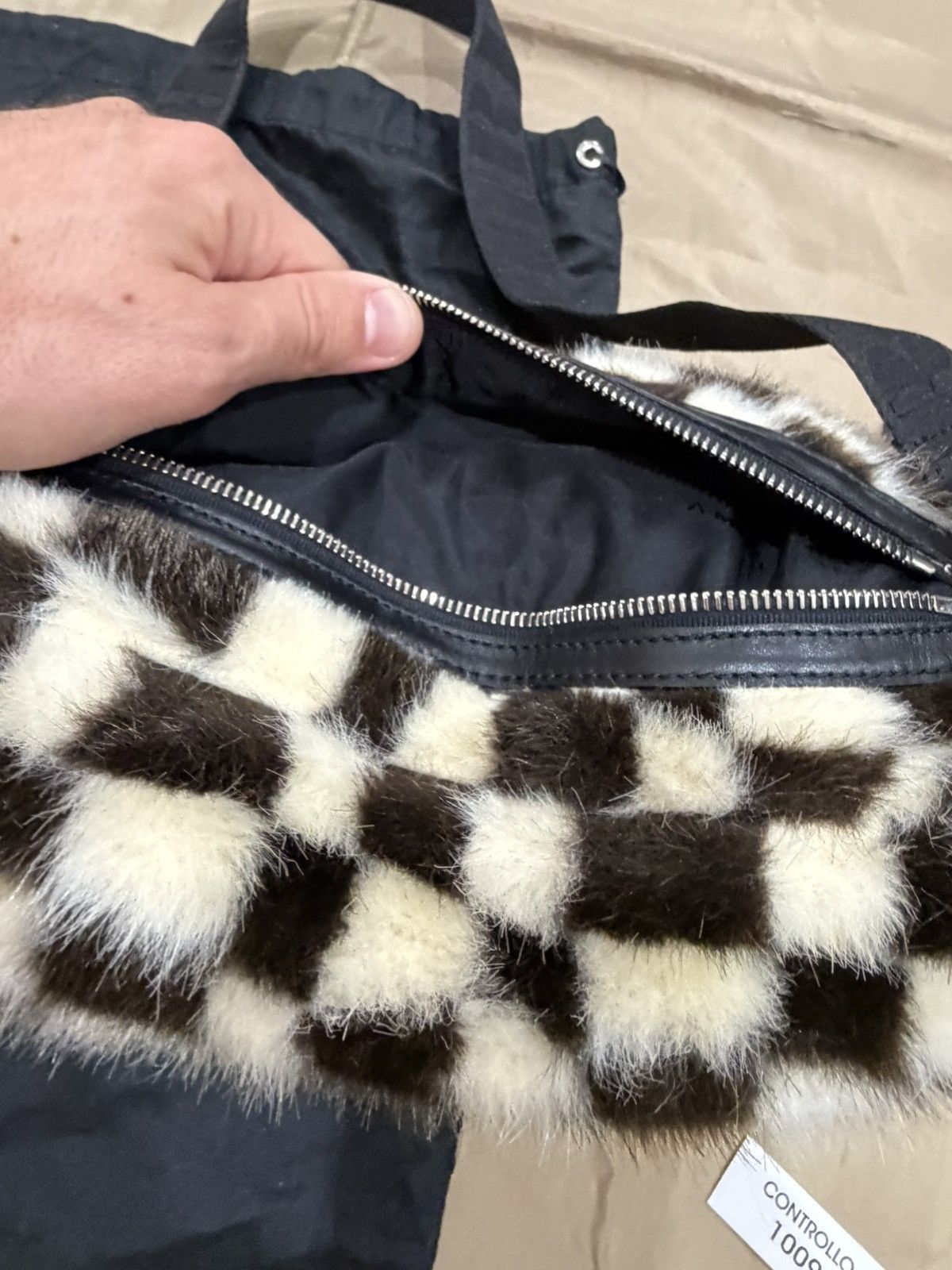 Amiri AMIRI Men's Checkered Faux Fur Belt Bag Size ONE SIZE - 5 Thumbnail