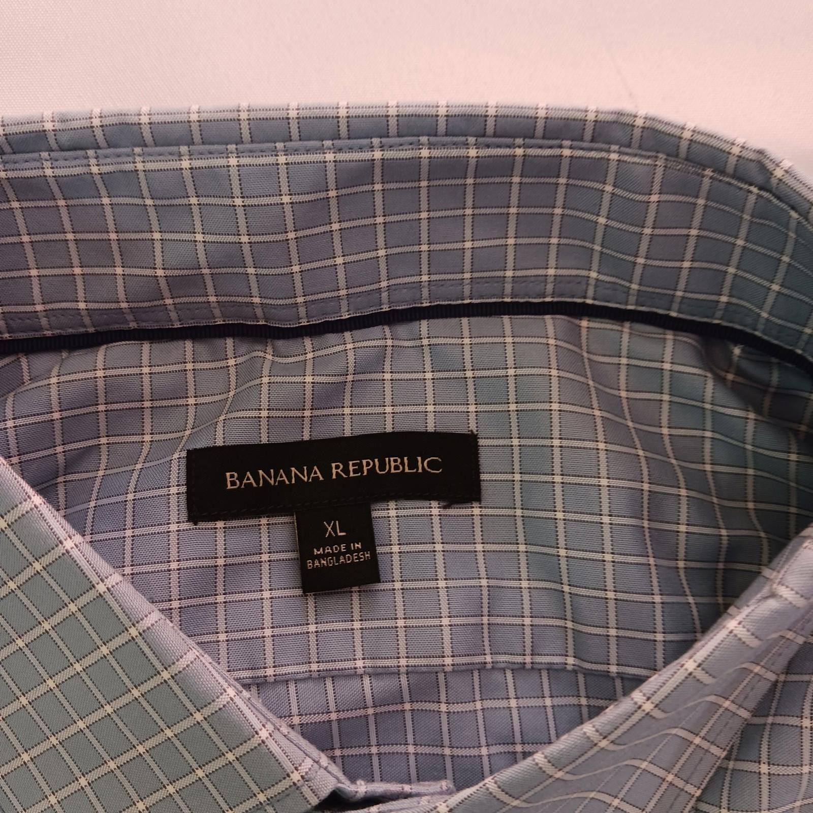 Banana Republic Banana Republic Men's XL Blue Plaid Cotton Slim Fit Shirt Size US XL / EU 56 / 4 - 3 Thumbnail