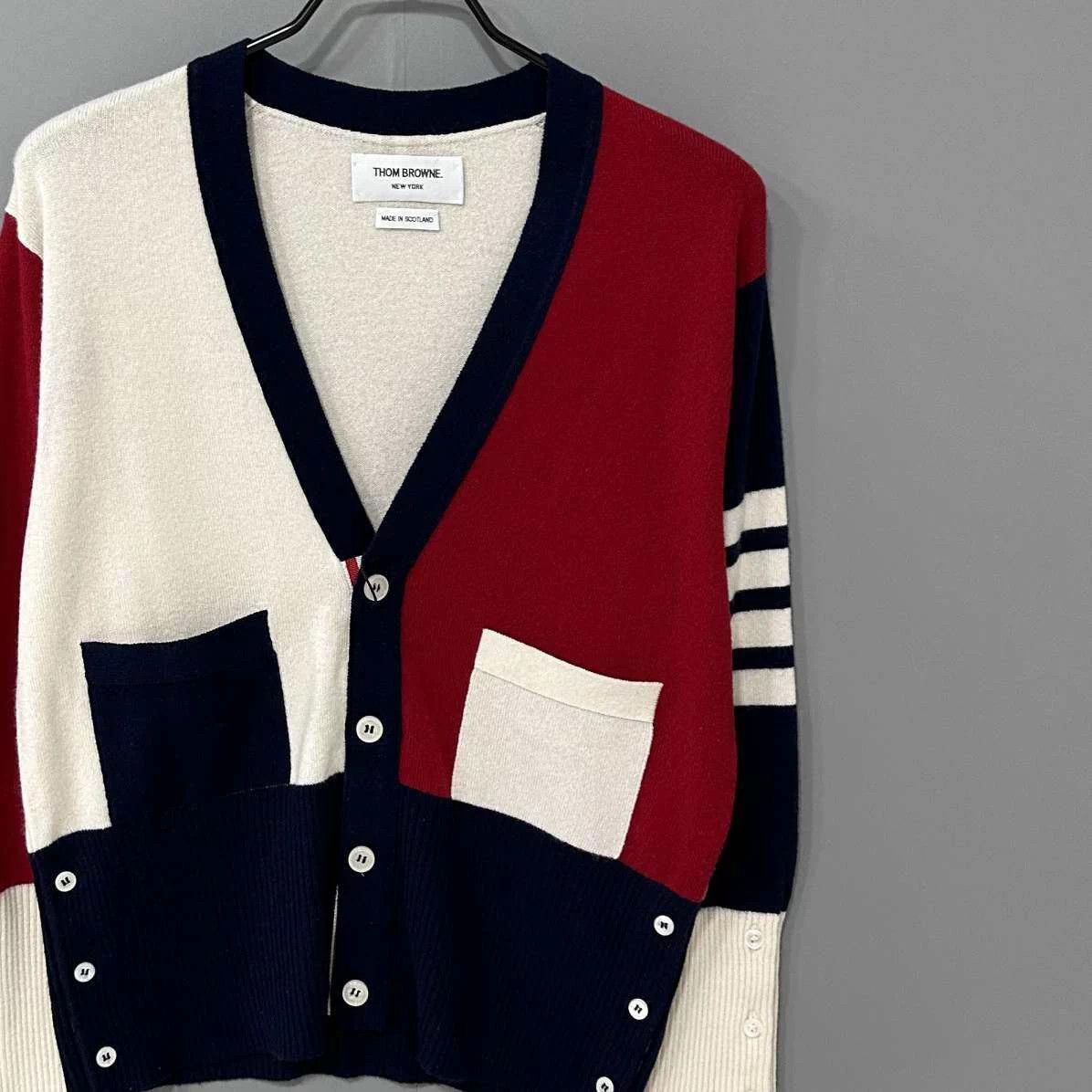 Thom Browne Thom Browne Cream Red CB Cashmere Cardi 2 Size M / US 6-8 / IT 42-44 - 2 Thumbnail