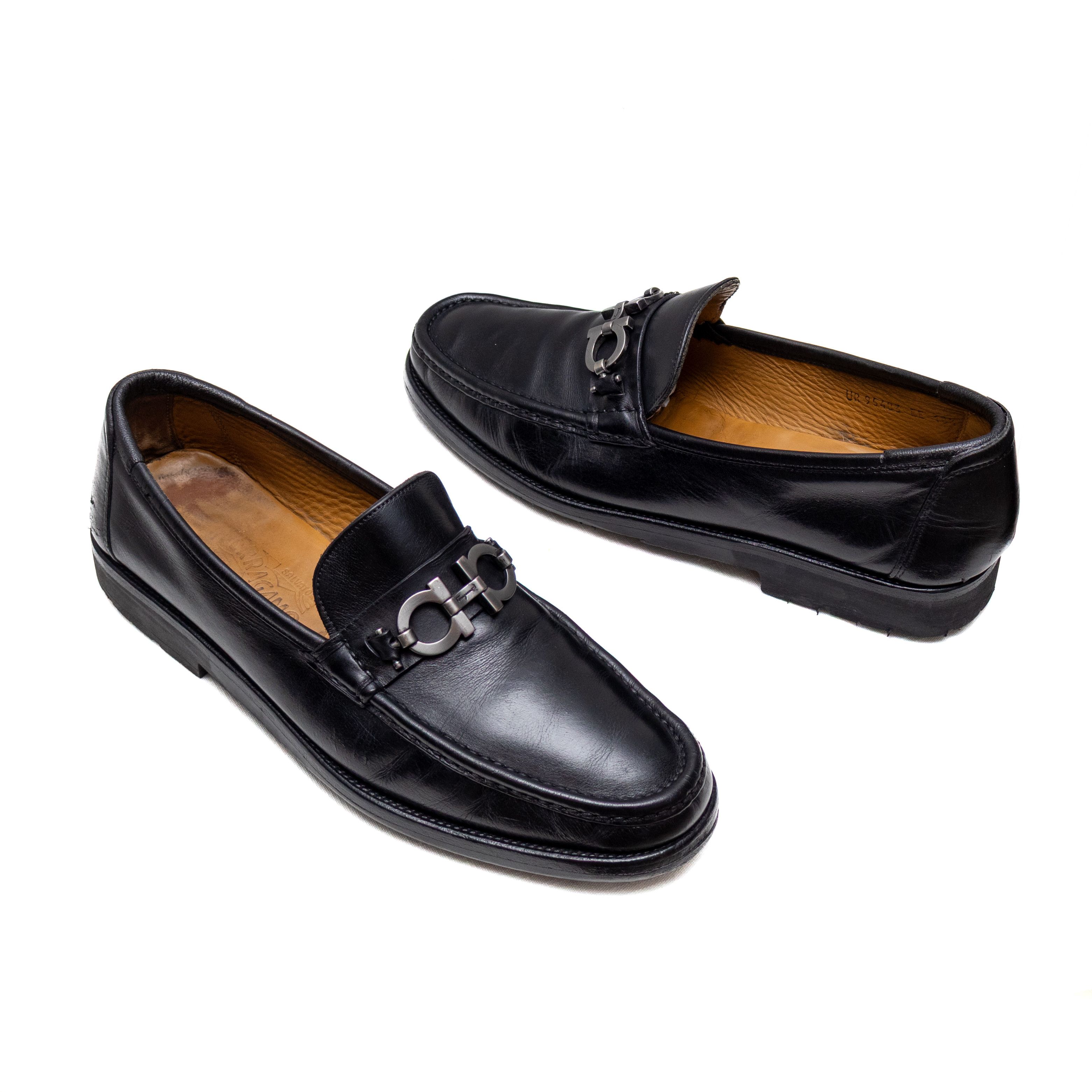 Salvatore Ferragamo SALVATORE FERRAGAMO Black Leather Lug Sole Loafers Sz 10 EE Size US 10 / EU 43 - 7 Thumbnail