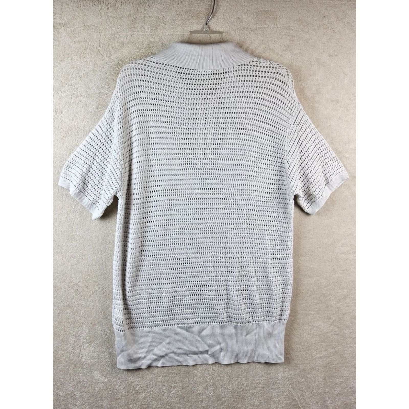 Varley Varley Women's Short Sleeve Sweater 1/4 Zip Open Knit Pullover Size S White Size S / US 4 / IT 40 - 4 Thumbnail