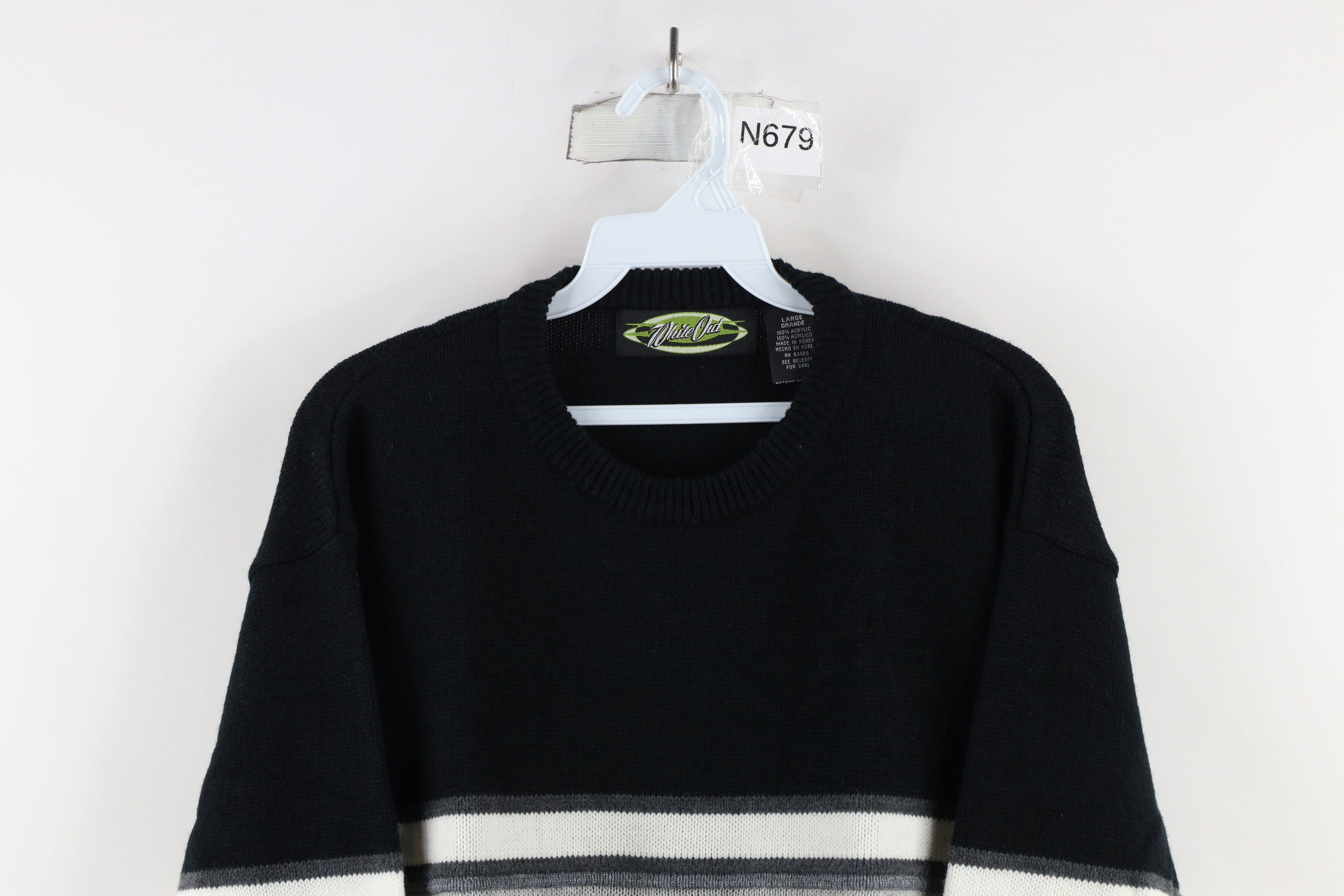 Vintage Vintage 90s Streetwear Block Knit Crewneck Sweater Size US L / EU 52-54 / 3 - 2 Thumbnail