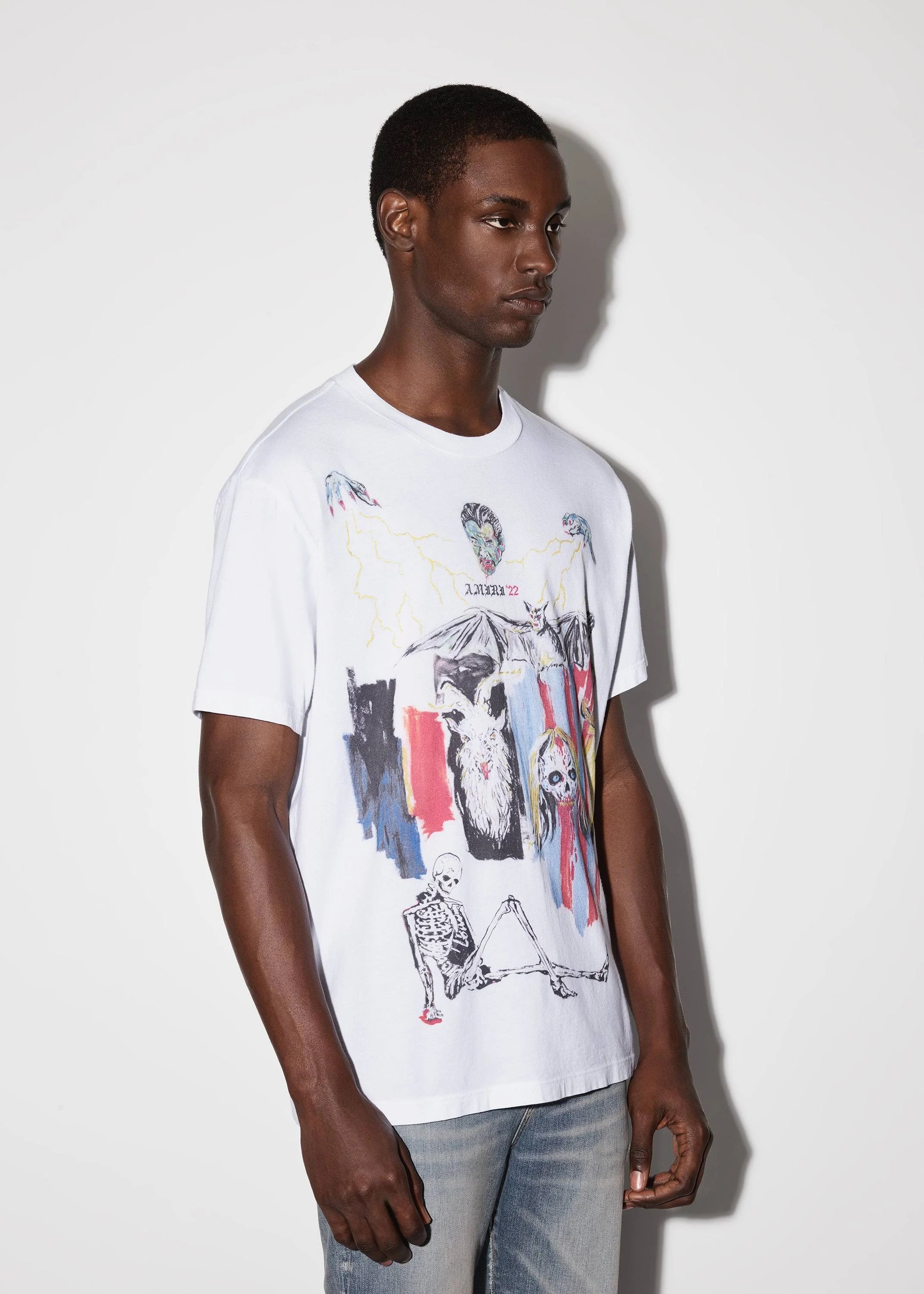 Amiri × Wes Lang o1w1db10125 Blood Short Sleeve T-Shirt in White Size US L / EU 52-54 / 3 - 6 Thumbnail