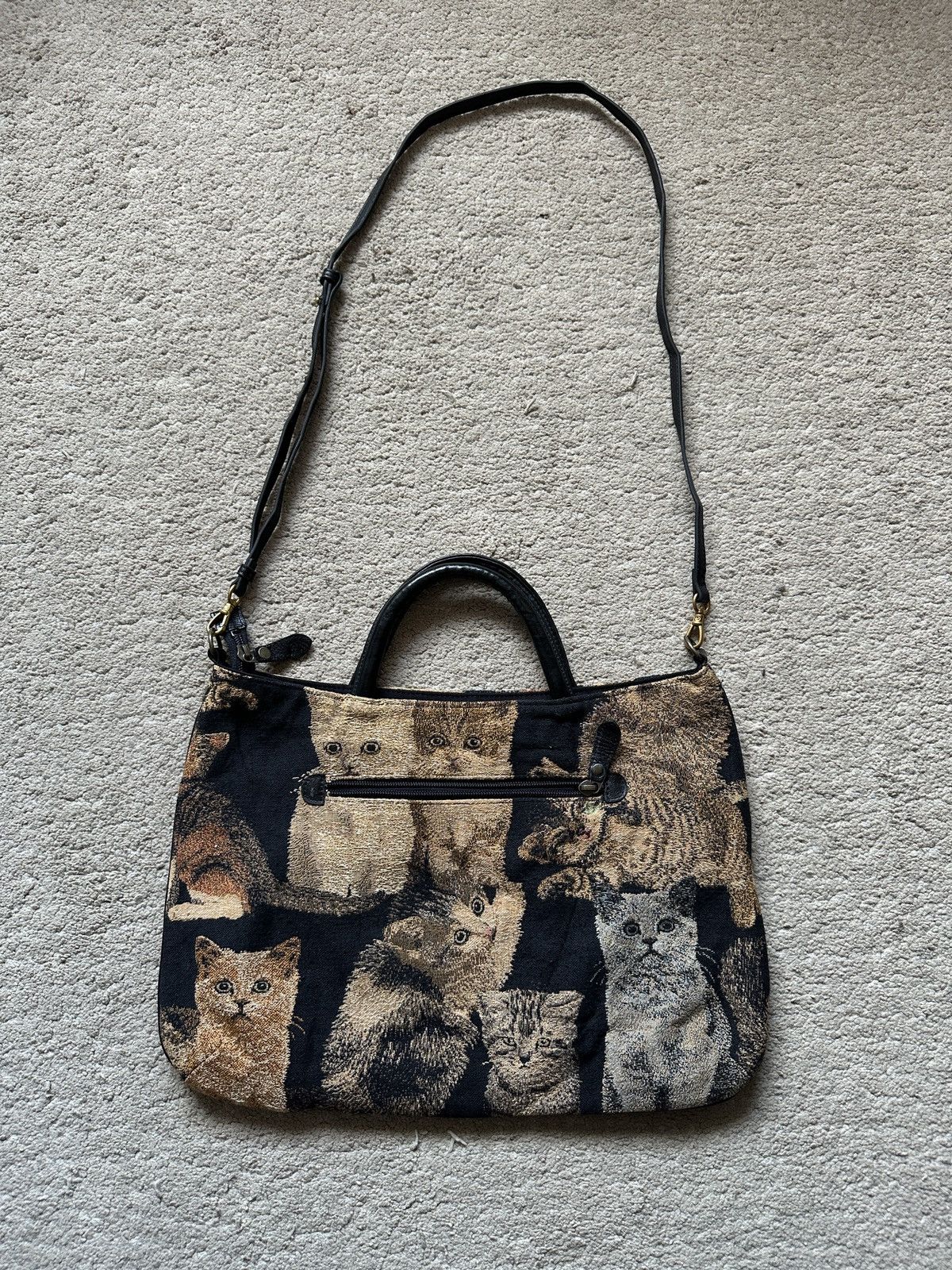 Japanese Brand 1990s Lead Co.Ltd Vintage Tapestry Cat Bag Size ONE SIZE - 3 Thumbnail