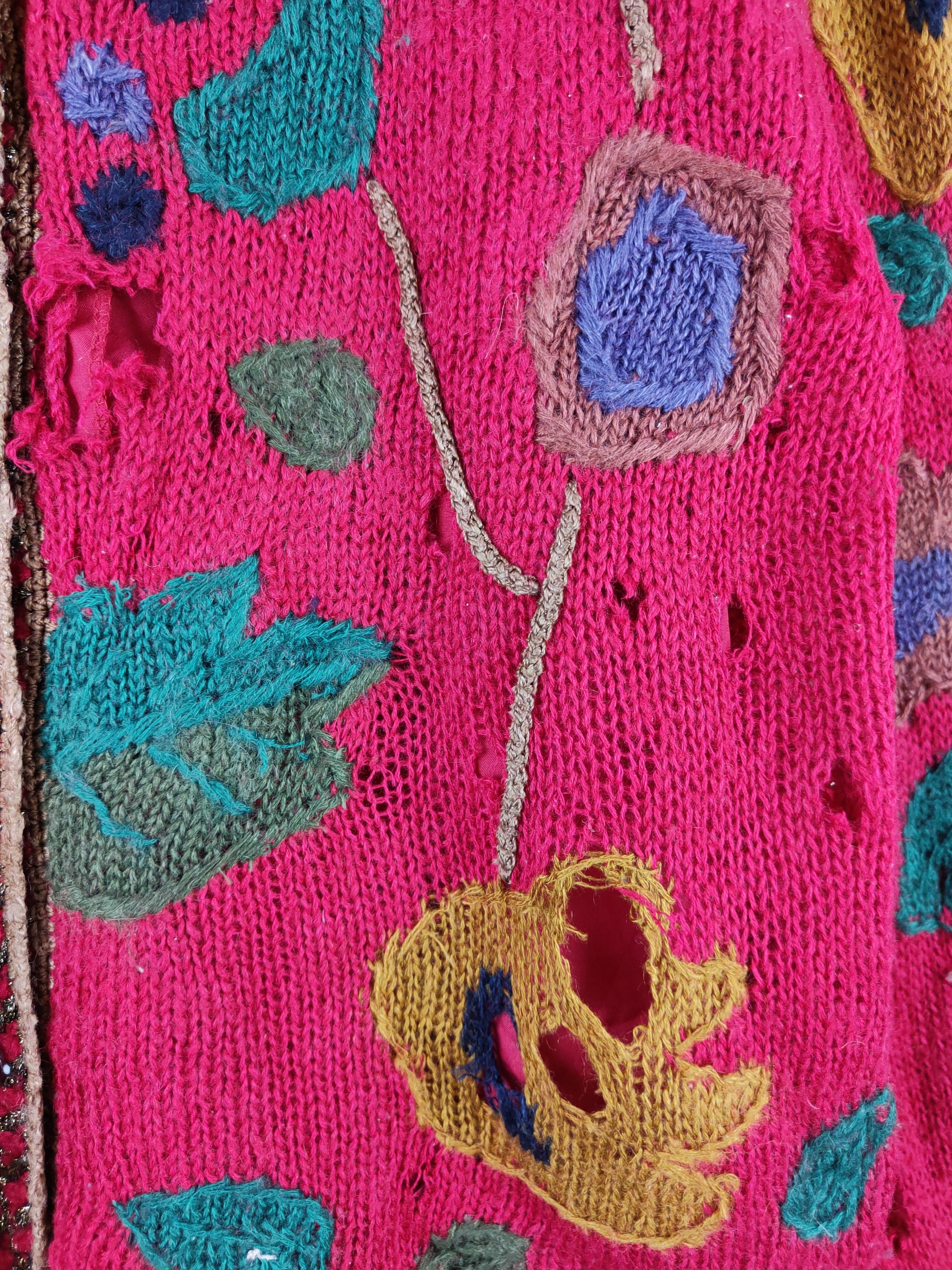 Japanese Brand Arabian Camel Red distressed ripped Knitwear Cardigan #S2403 Size L / US 10 / IT 46 - 6 Thumbnail