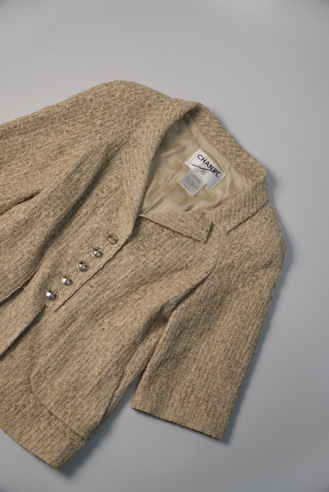 Chanel Chanel Beige Tweed Jacket Size S / US 4 / IT 40 - 4 Thumbnail