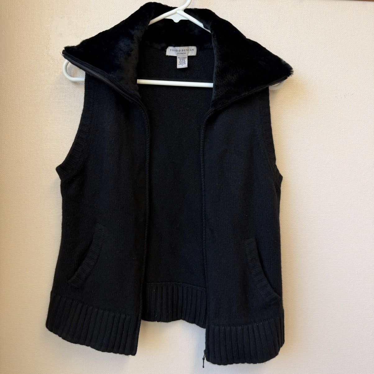 Other Todd & Duncan 100% Cashmere Zip Vest Faux Fur Collar Black Size M / US 6-8 / IT 42-44 - 6 Thumbnail