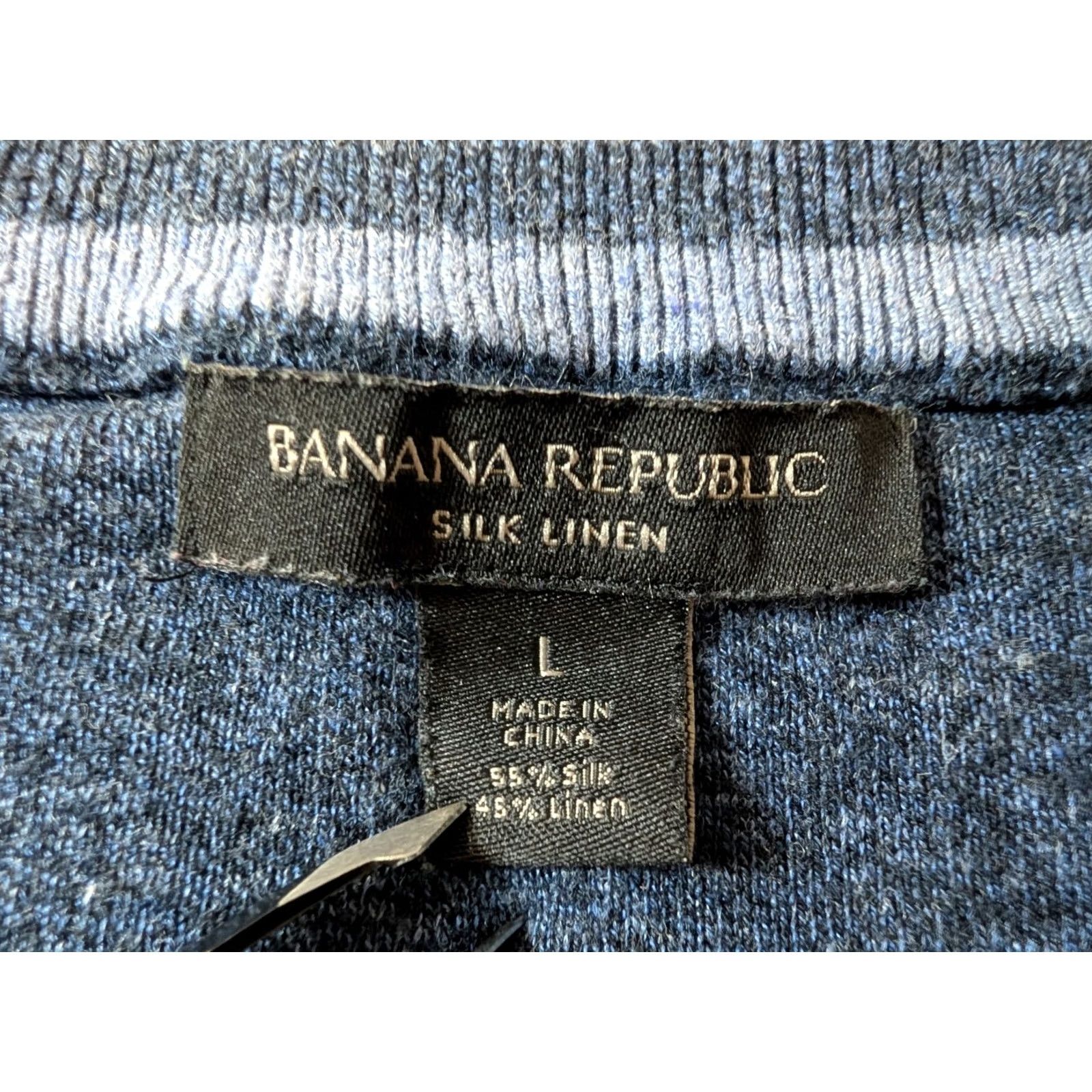 Banana Republic Banana Republic Silk Linen Striped Long Sleeve Crewneck Sweater Blue Men's L Size US L / EU 52-54 / 3 - 2 Thumbnail
