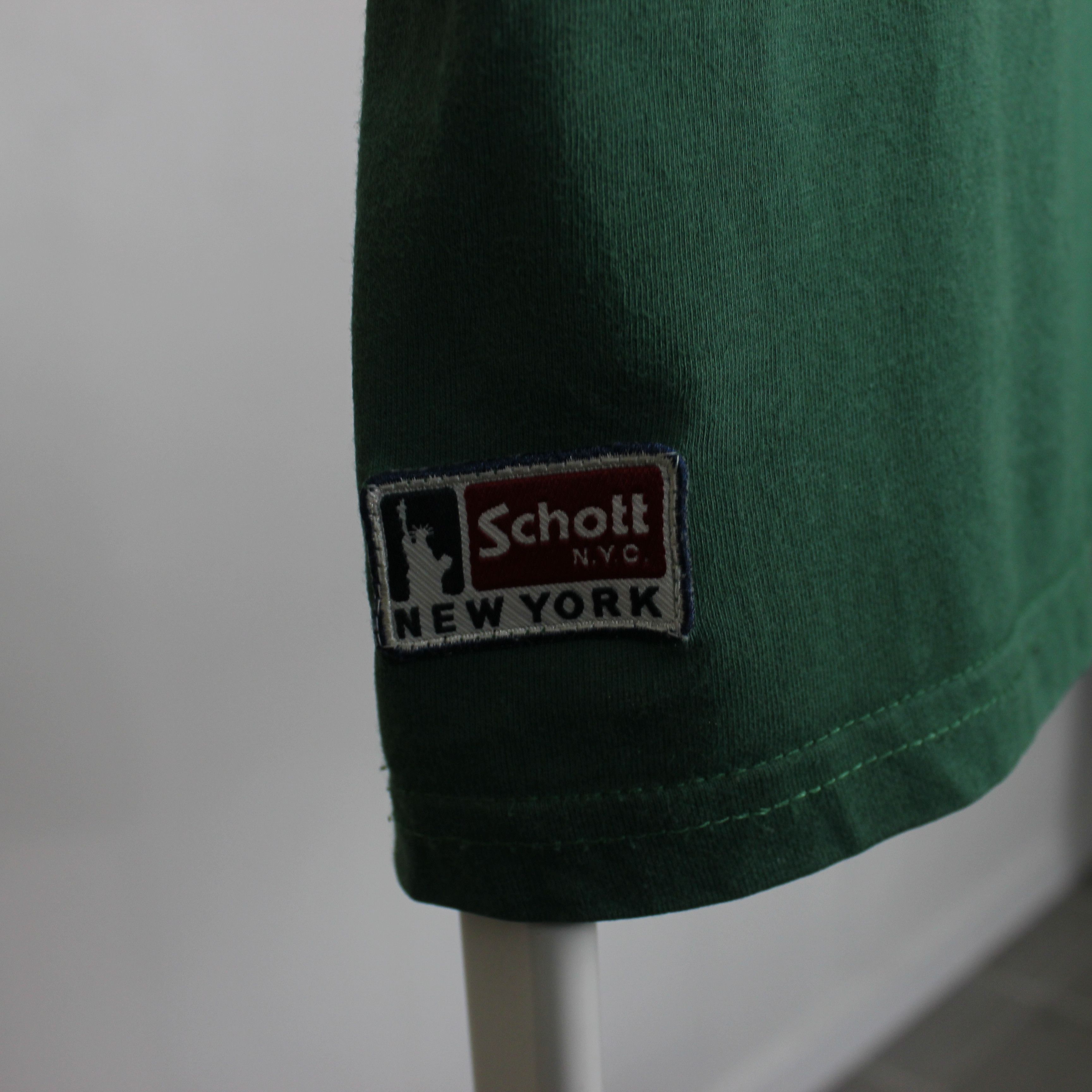 Schott Schott t shirt tee centr logo L XL green cotton Boston Size US XL / EU 56 / 4 - 4 Thumbnail