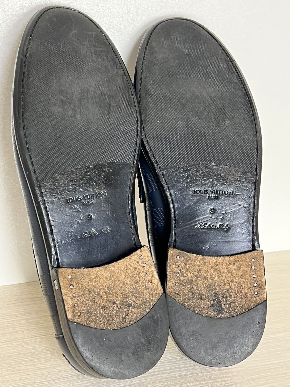 Louis Vuitton Louis Vuitton Damier Embossed Leather Penny Loafers Blue 10 Size US 10 / EU 43 - 19 Thumbnail