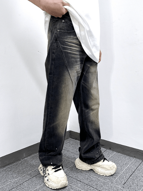 Japanese Brand × Jean Loose washed casual ink-splashed distressed straight jeans Size US 32 / EU 48 - 2 Thumbnail