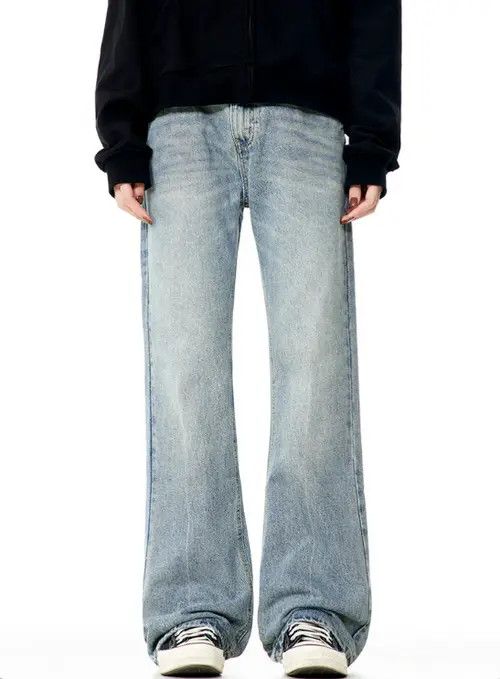 Anime × Japanese Brand × Jean American light blue washed high street bootcut jeans Size US 34 / EU 50 - 1 Thumbnail