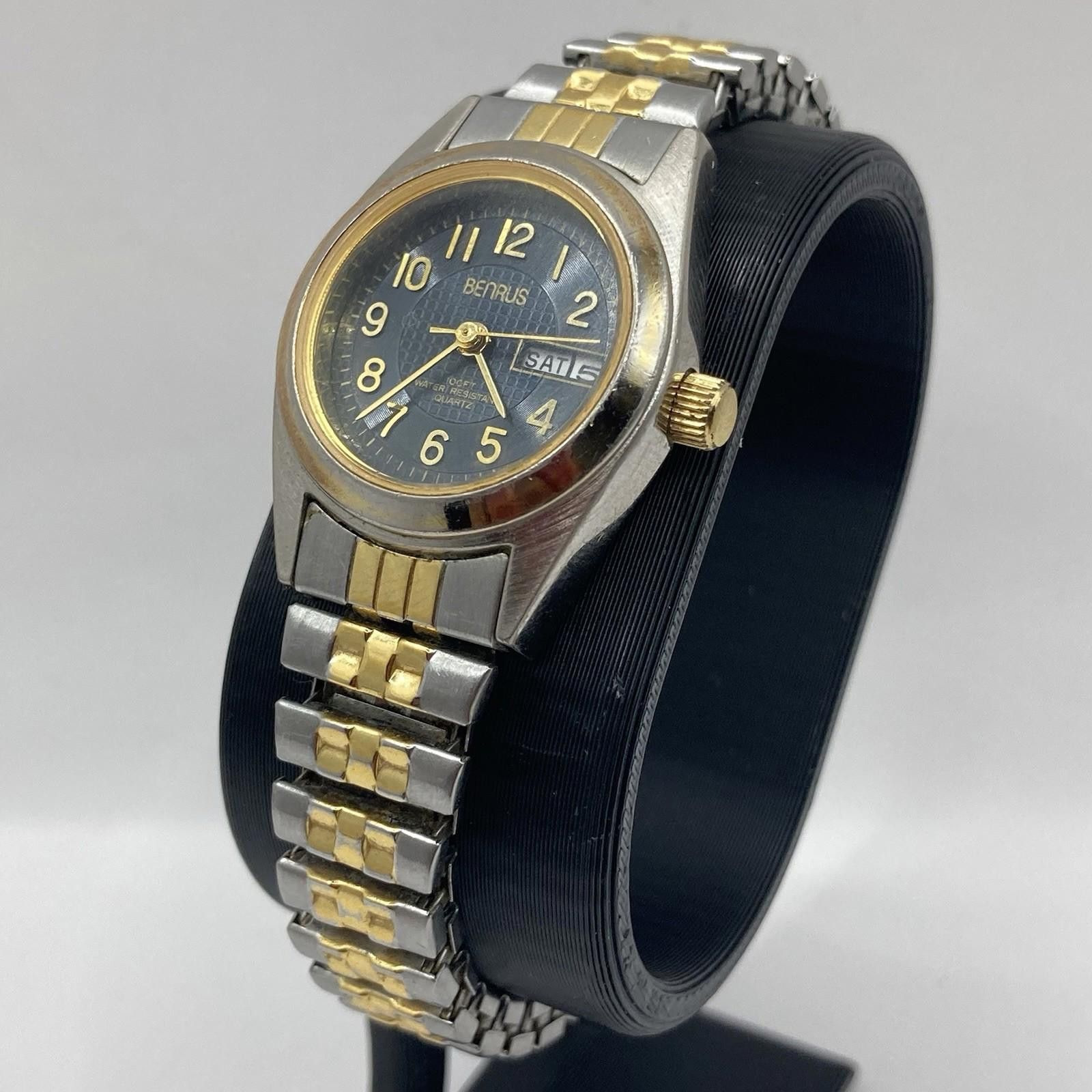 Designer Benrus BN324P Two Tone Silver Gold Ladies Watch Day Date Size ONE SIZE - 1 Thumbnail