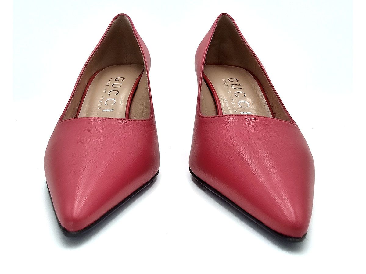 Gucci Pink Leather Mid Heel Pumps Women's Shoes Size 39 US
