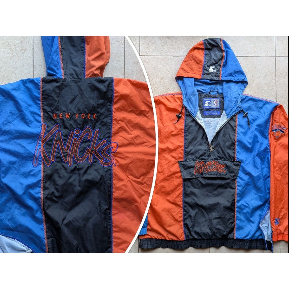 NBA NY Knicks 90s hoodie GRAFFITI 1/2 windbreaker XL multi vtg Size US XL / EU 56 / 4 - 1 Thumbnail