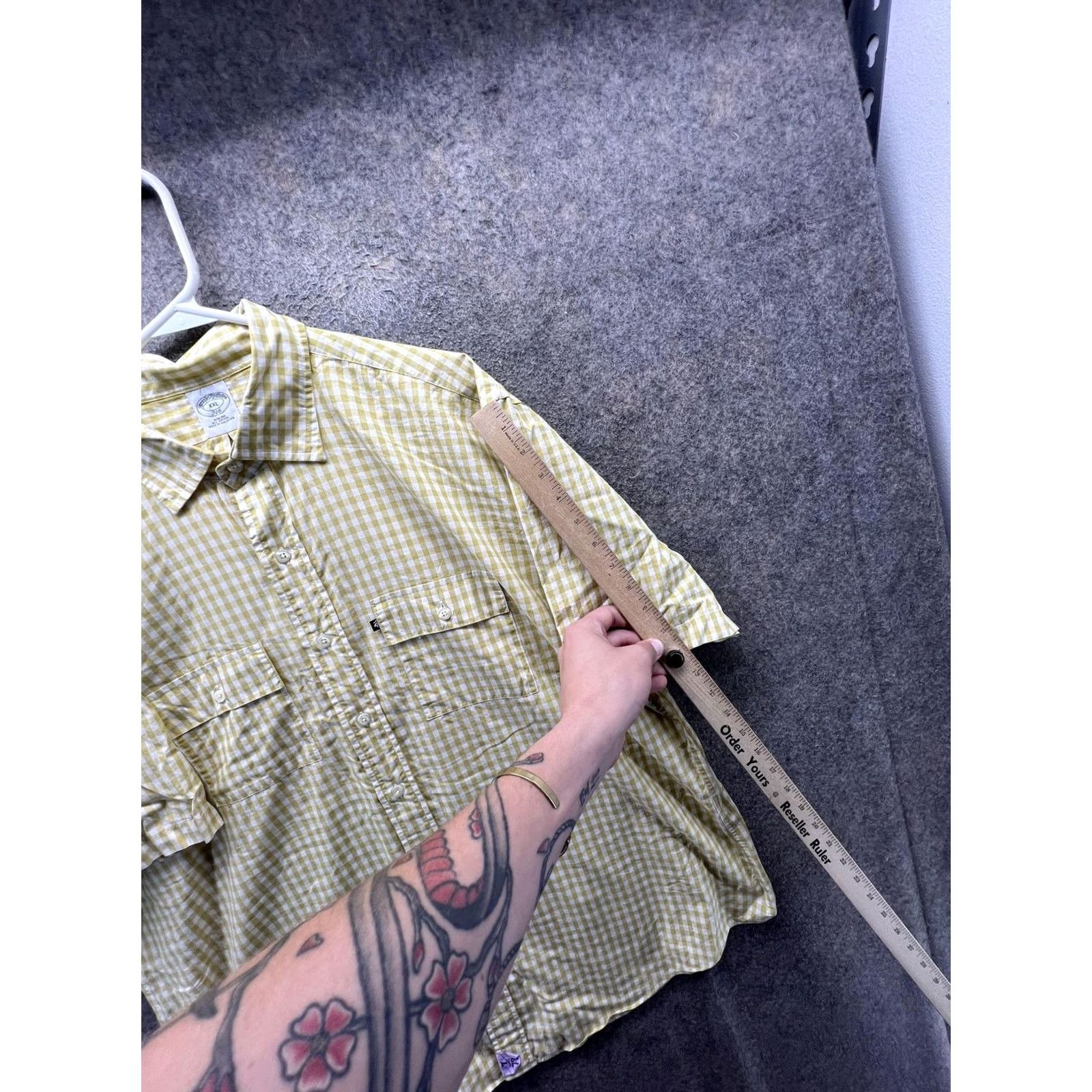 Brooks Brothers Brooks Brothers Shirt Mens 2XL Yellow Check Short Sleeve Button Front Slim Fit Size US XXL / EU 58 / 5 - 4 Thumbnail