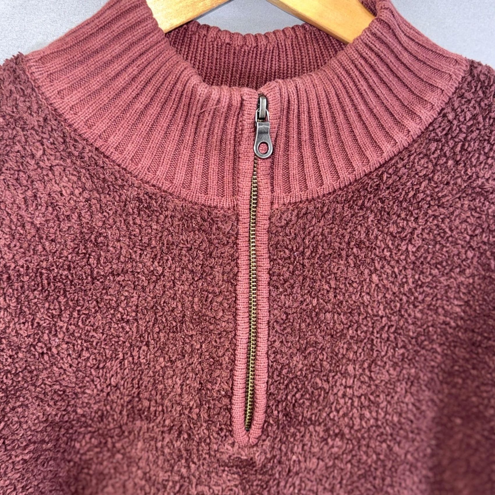 Vintage Barefoot Dreams Sweater Womens XL Burgundy CozyChic Half Zip Pullover Soft Knit Size XL / US 12-14 / IT 48-50 - 3 Thumbnail