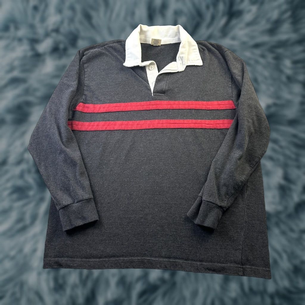 Old Navy VINTAGE Old Navy Rugby Shirt Mens L Gray Red Y2K Preppy Size US L / EU 52-54 / 3 - 1 Thumbnail