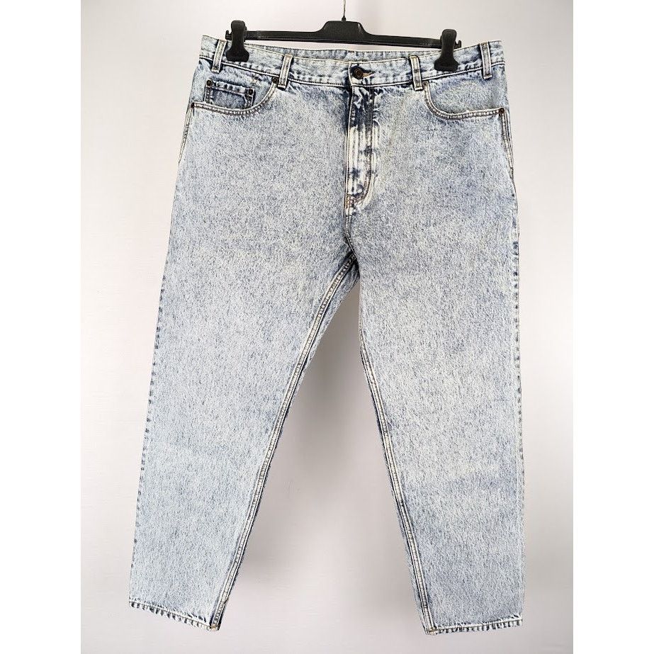 Saint Laurent Paris o1rshd1 Baggy Cropped Organic Jeans in Heavy Marble Blue Size US 36 / EU 52 - 2 Thumbnail