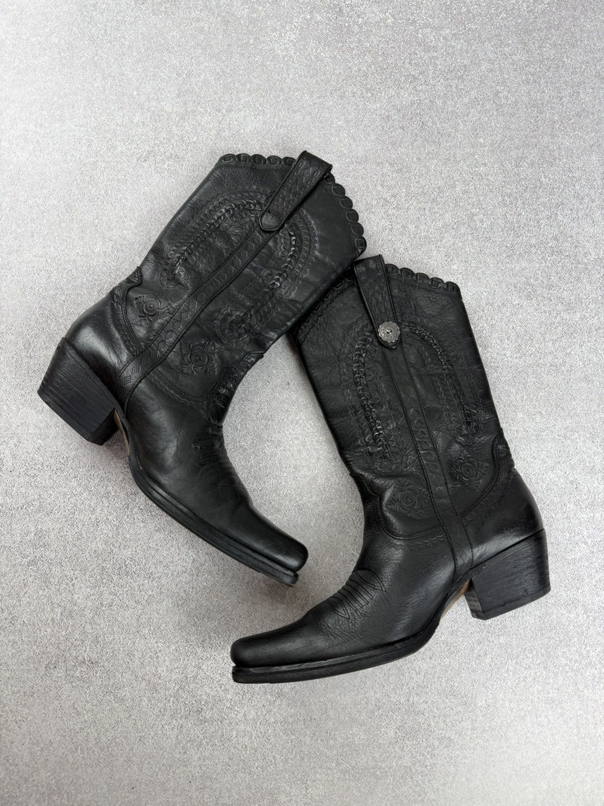 ASH Ash Black Leather Cowboy Western Boots Size 37 Size US 7 / IT 37 - 6 Thumbnail
