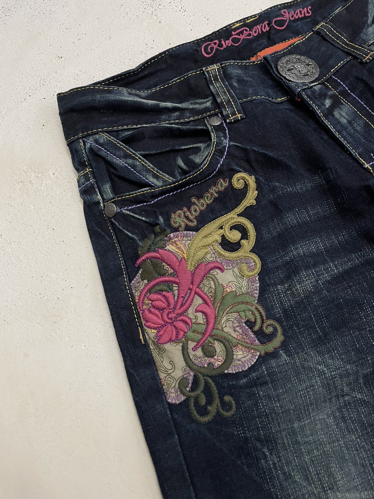 Affliction Riobera Embroidery Red Pepper Lolita Style Pocket Flare Pant Size US 28 / EU 44 - 10 Thumbnail