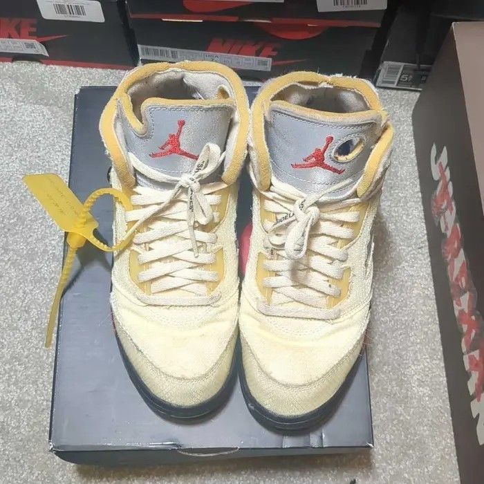 Jordan Brand Off-White x Air Jordan 5 Retro SP PS 'Sail' Size 3 US Y Box Size US 4.5 / IT 34.5 - 3 Thumbnail