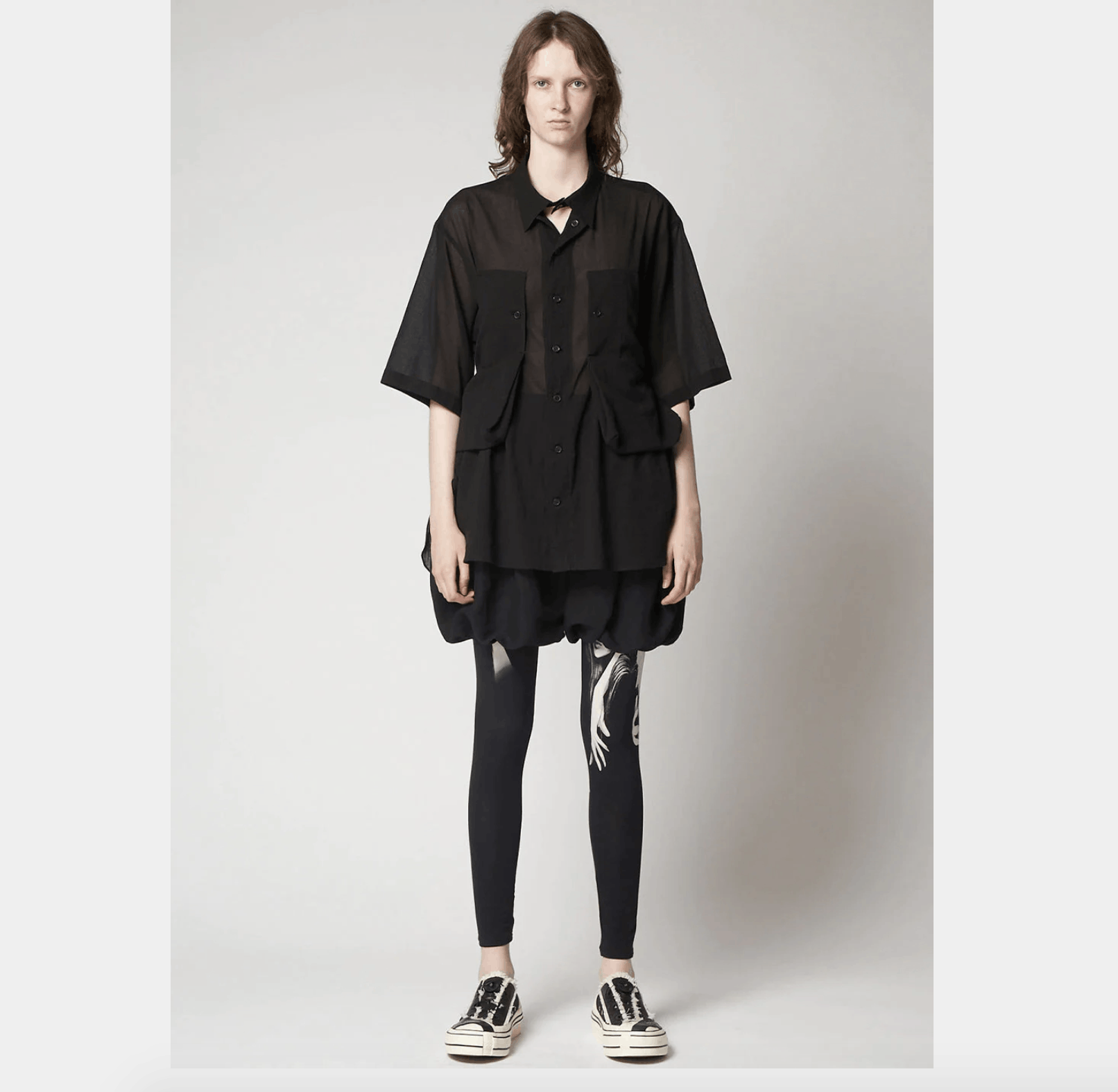 Yohji Yamamoto $580 NWT Yohji Yamamoto Black Printed Leggings wataboku Size 26" / US 2 / IT 38 - 11 Thumbnail