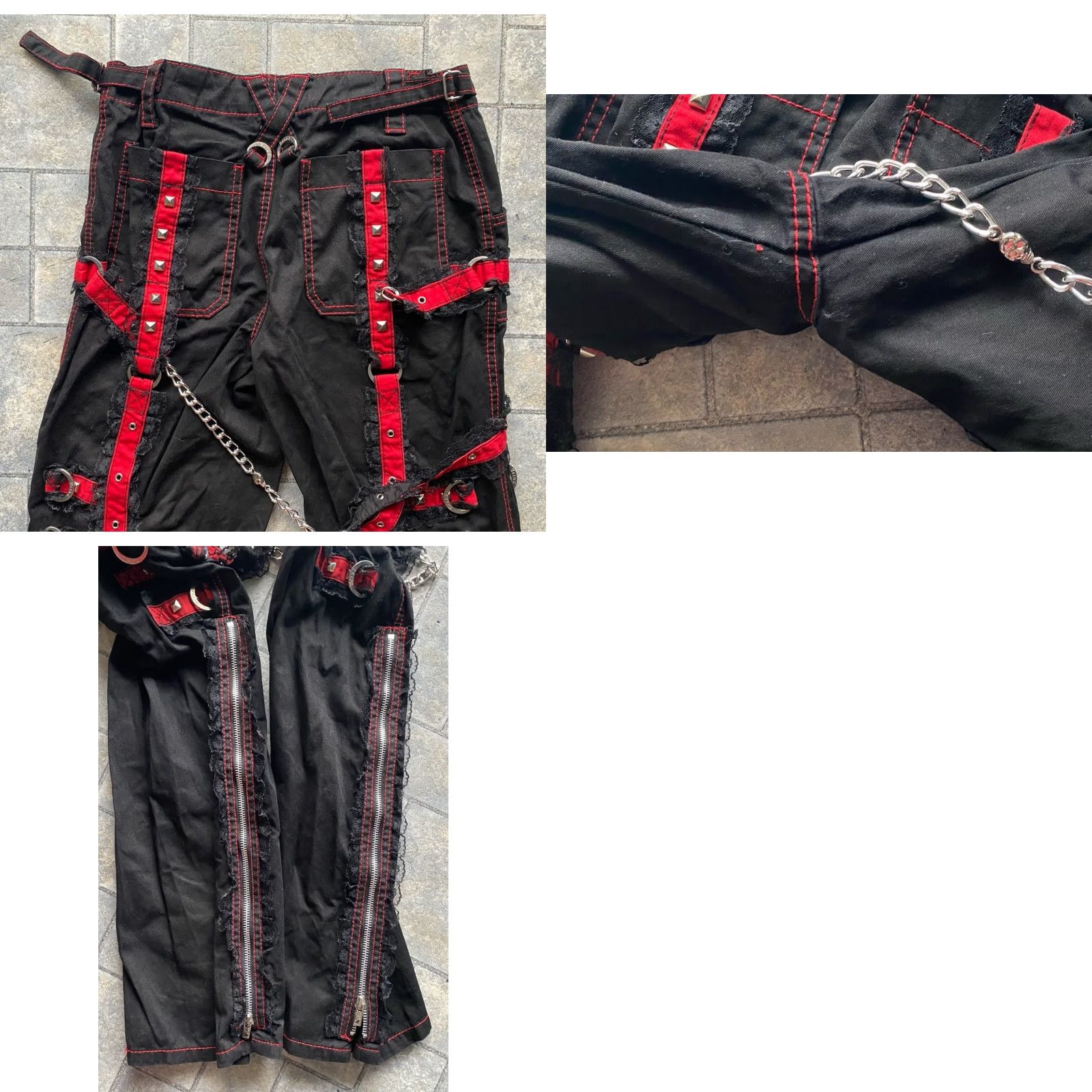 Tripp NYC VINTAGE Tripp NYC Pants WOMENS 27/5 Midnight Black Lace Chains Studded Zip Up Leg Wideners For Boots Womens Mens? Size 27" / US 4 / IT 40 - 9 Thumbnail