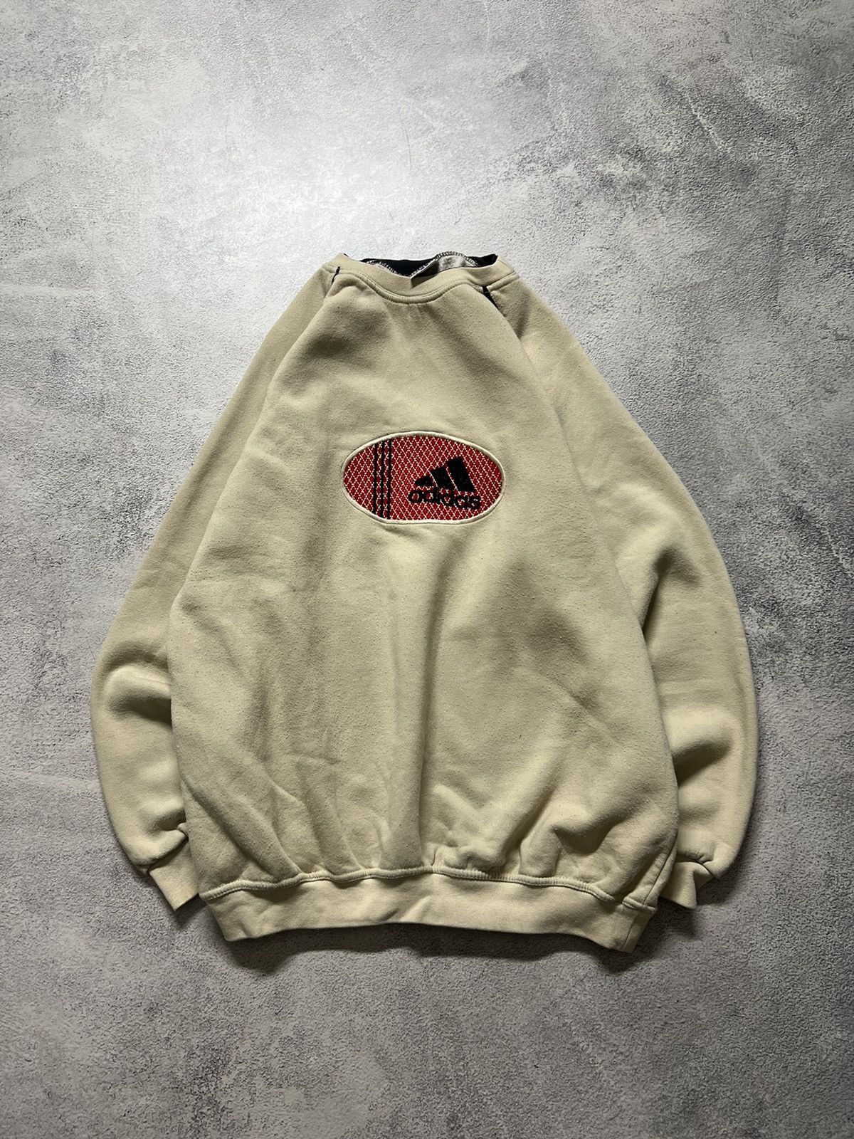 Vintage Vintage Y2K Adidas Big Logo Beige Oversized Sweatshirt 90’s Size US XXL / EU 58 / 5 - 1 Thumbnail