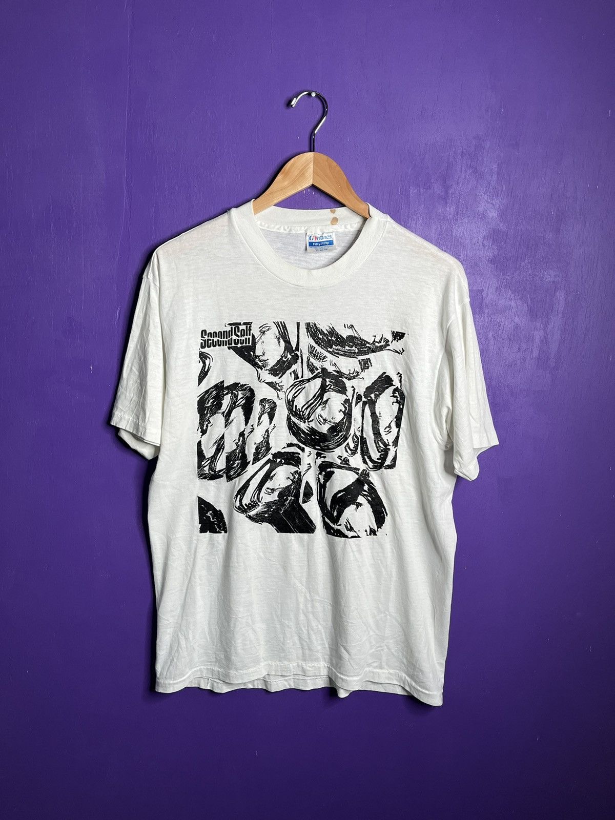 Vintage Vintage 80s Second self faces art t-shirt Size US L / EU 52-54 / 3 - 1 Thumbnail