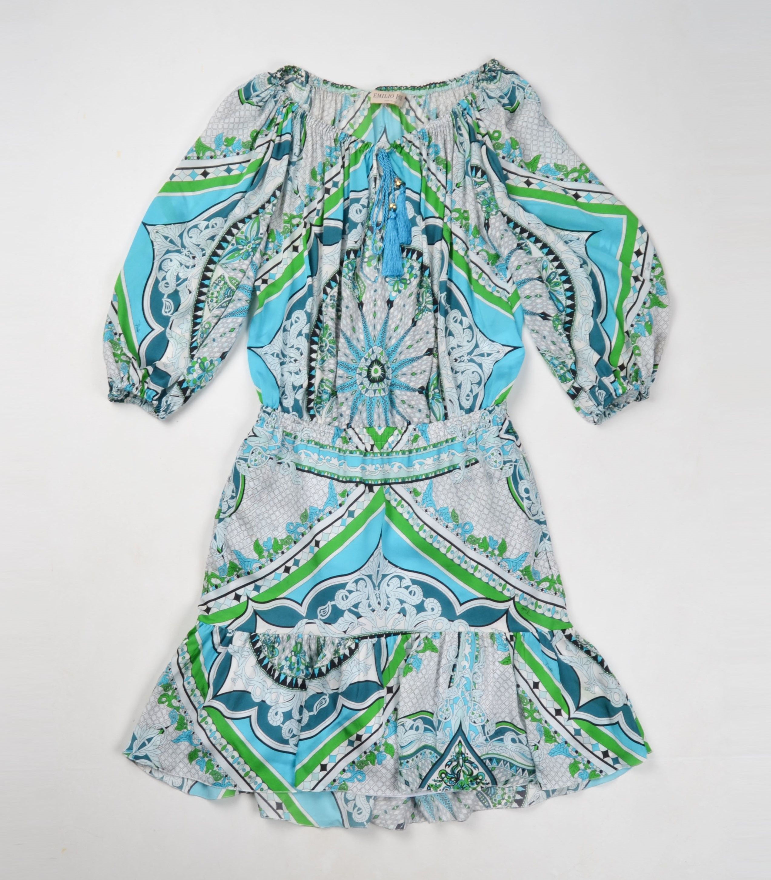 Designer Gorgeous Emilio Pucci Boho Silk Long Sleeve Flared Dress Size M / US 6-8 / IT 42-44 - 5 Thumbnail
