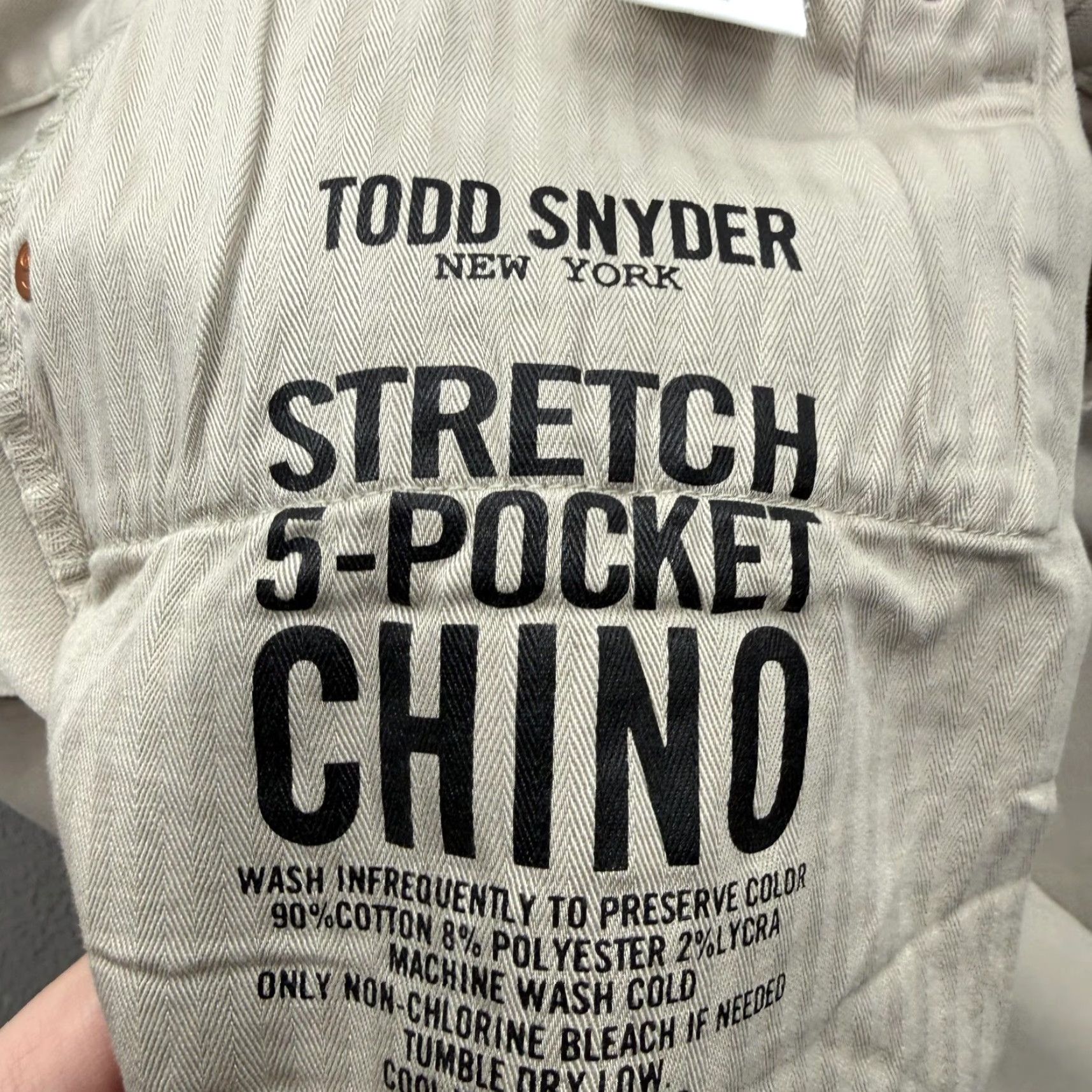 Todd Snyder Todd Snyder Pants Mens 35 Beige Stretch 5-Pocket Chino Slim Fit Denim Tapered Front Zip 28in Inseam Casual Business Mens Size US 35 - 6 Thumbnail