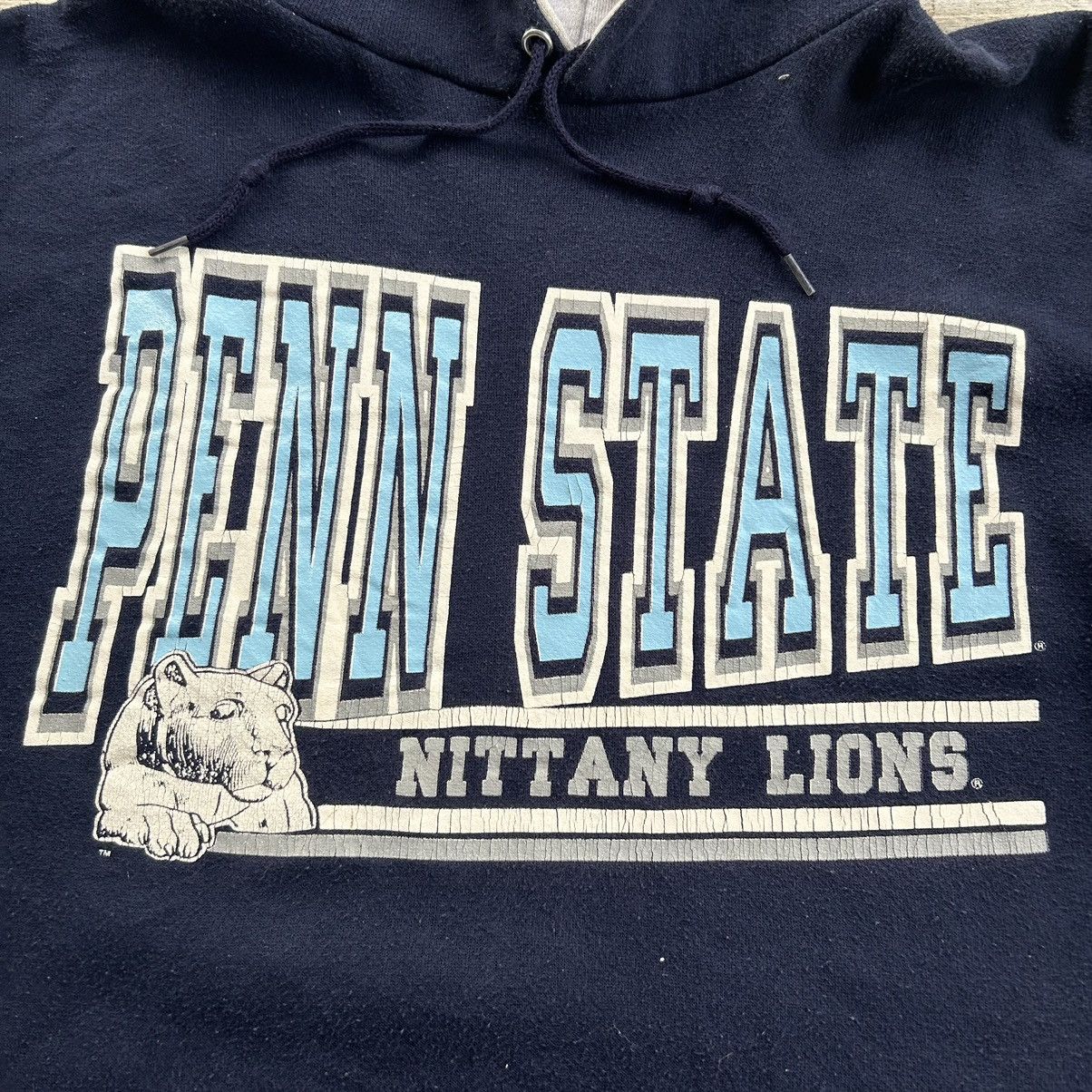 Vintage Vintage 90s Penn State Nittany Lions Hoodie Sweatshirt Size US L / EU 52-54 / 3 - 3 Thumbnail