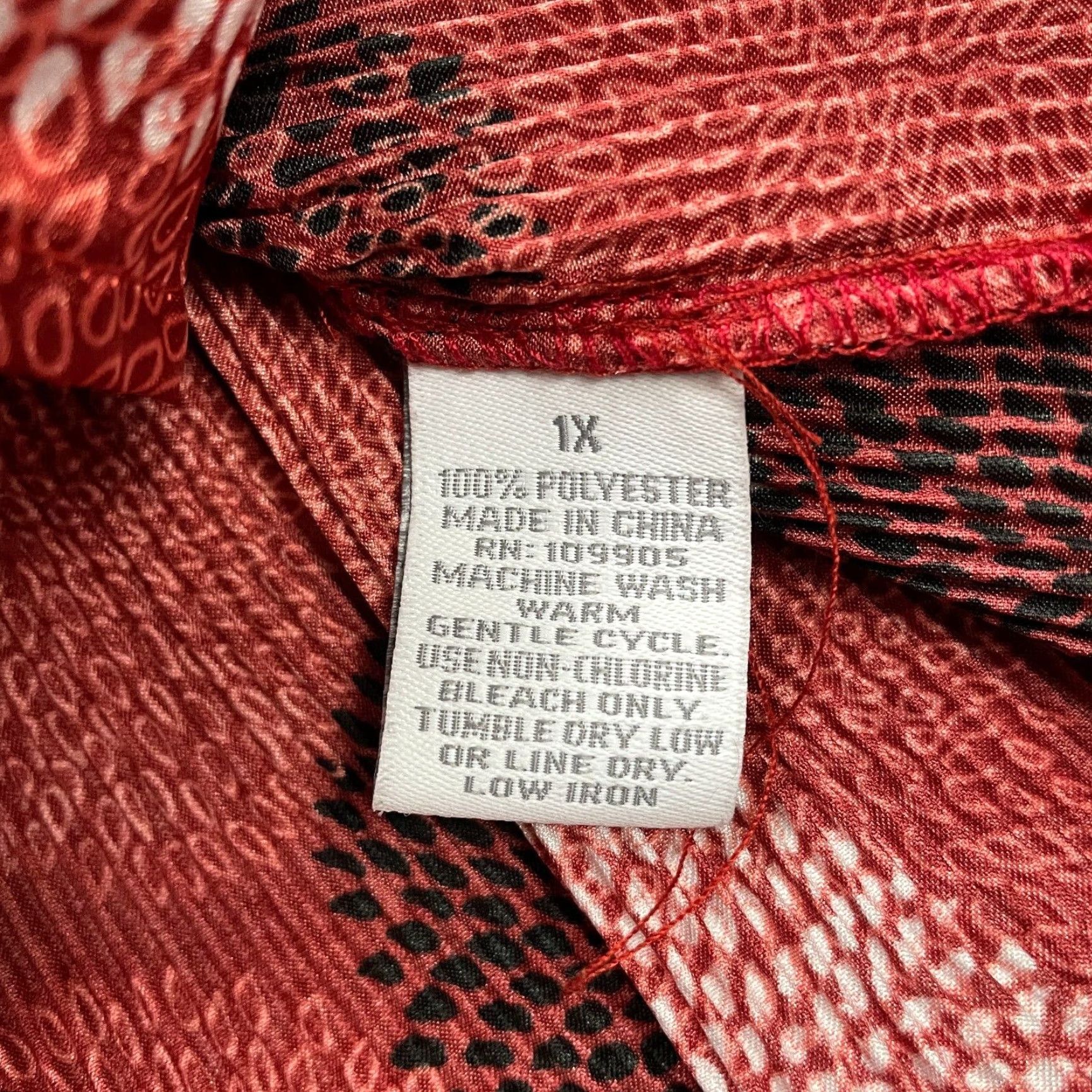 Vintage Dressbarn Dress Womens XL Red Patterned Ruffles Bell Sleeve Button Down Shirt Geometric Polyester Size XL / US 12-14 / IT 48-50 - 6 Thumbnail