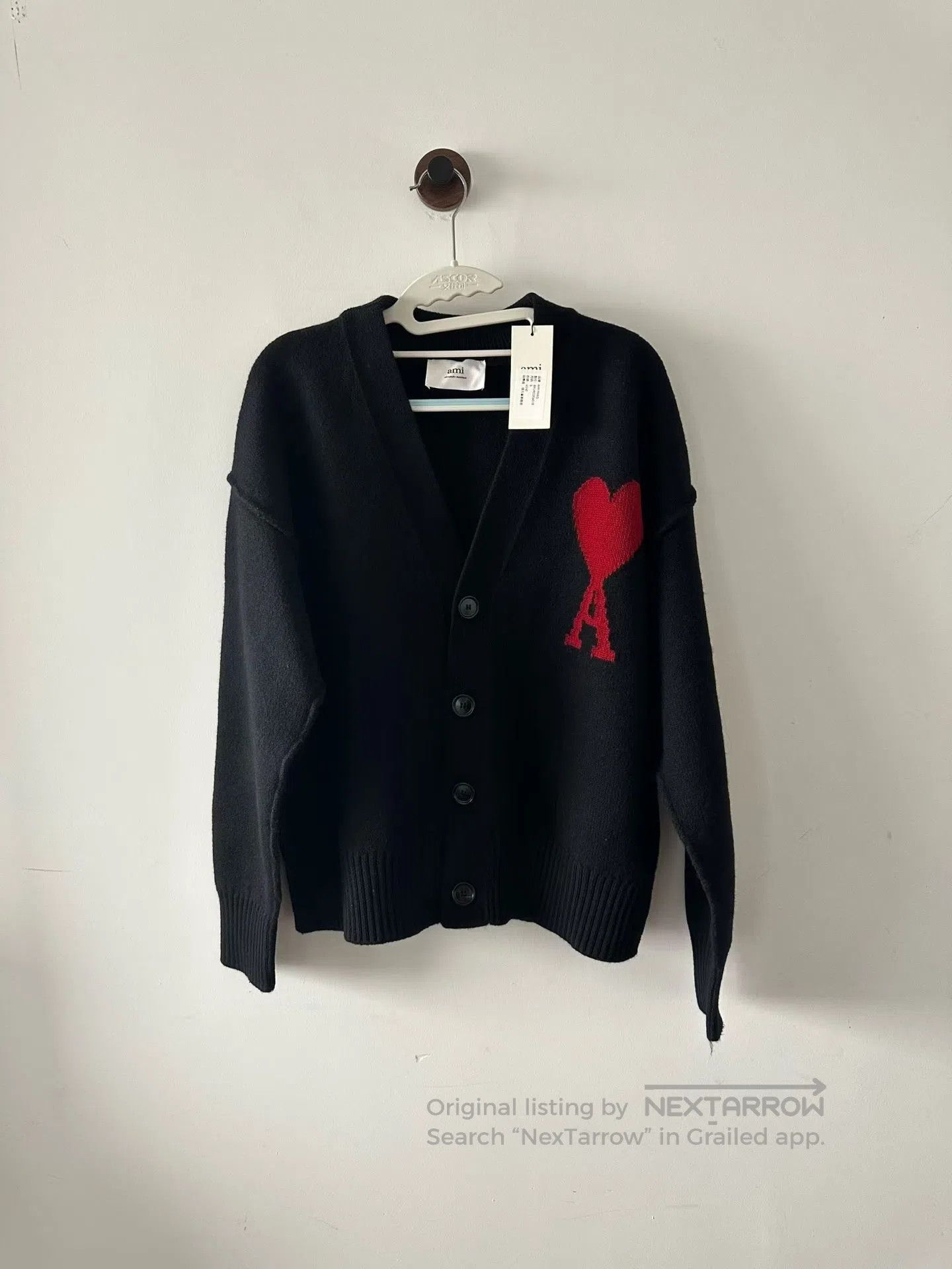 AMI AMI Black Heart Wool Cardigan| Size US S / EU 44-46 / 1 - 1 Thumbnail