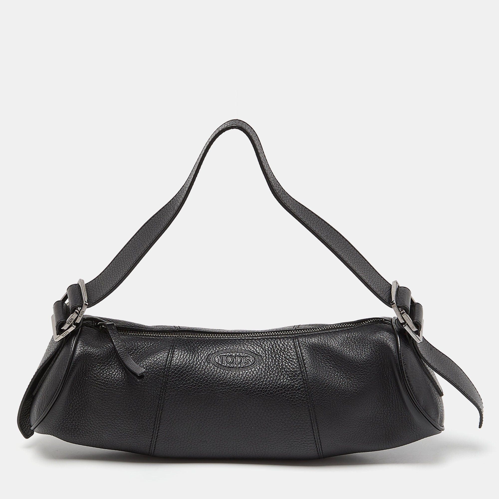 image of Tods Tod's Black Leather Shoulder Bag, Women's