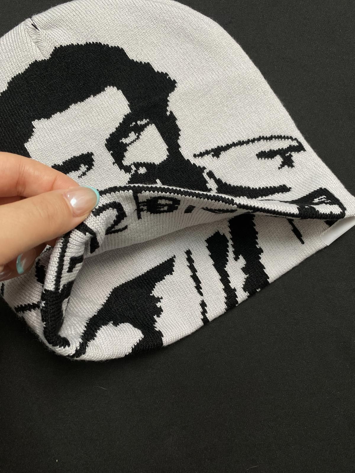 Asaali Deadstock Asaali Cartel Skully No Cuff Knit Gray Beanie Hats Size ONE SIZE - 6 Thumbnail