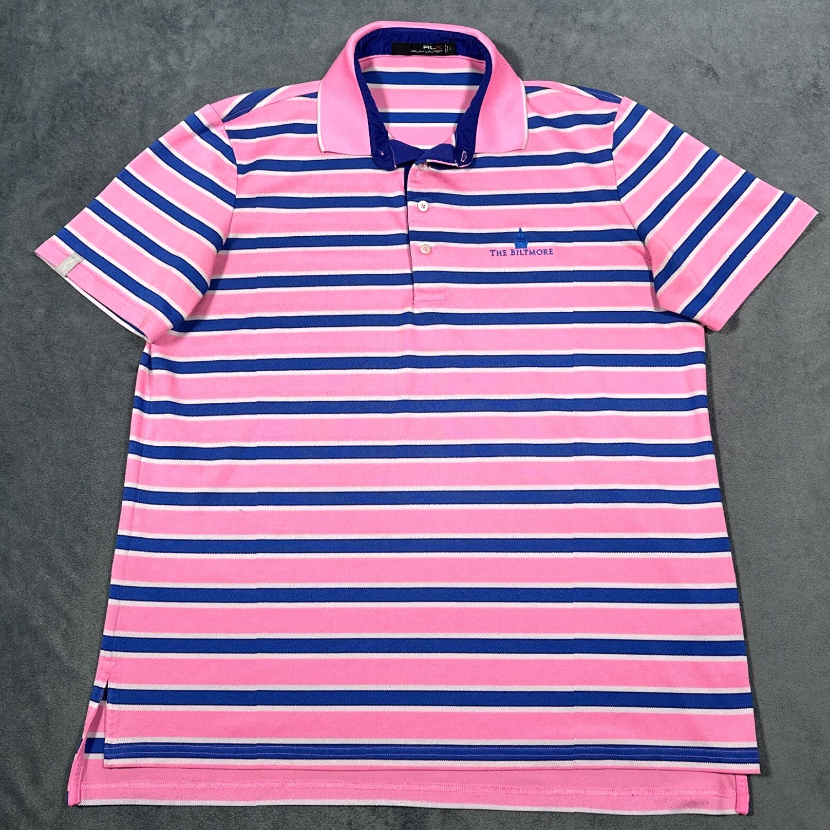 RLX Ralph Lauren RLX Ralph Lauren Polo Shirt Mens Large Pink Blue Stripe Biltmore Stitched Logo Size US L / EU 52-54 / 3 - 3 Thumbnail