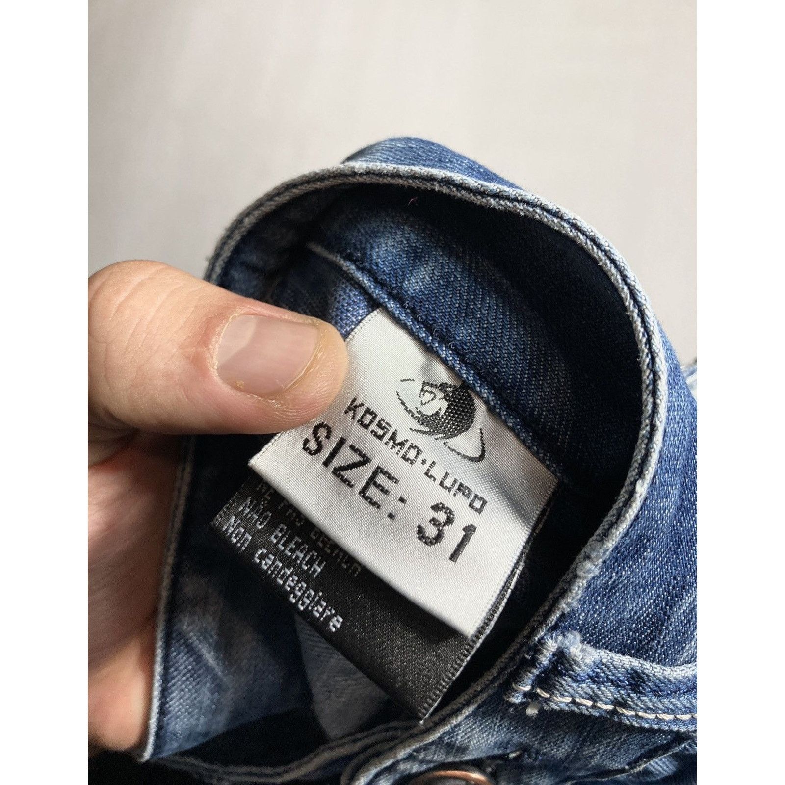 Hysteric Glamour × Vintage Vintage Kosmo Lupo Embroidered Logo Jeans 90s Size US 31 - 7 Thumbnail