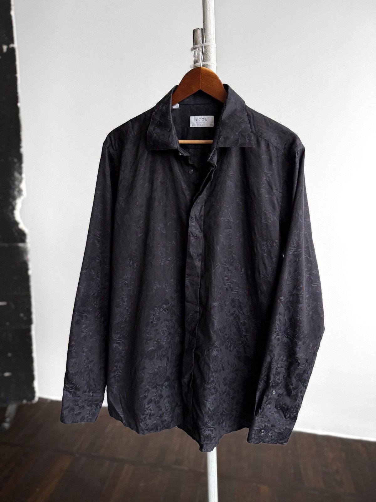 Eton Eton Mens Black Button Up Shirt Floral Luxury RRP $369 Size US XL / EU 56 / 4 - 9 Thumbnail