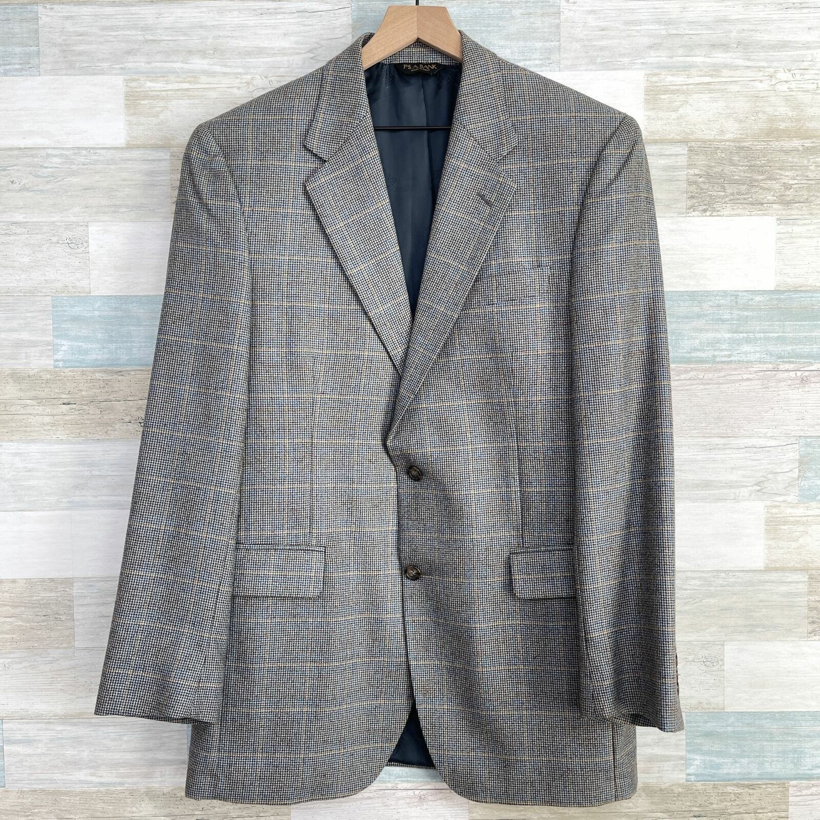 Jos. A. Bank Jos A Bank Signature Gold Sport Coat Blue Windowpane 41L Size 40L - 1 Thumbnail