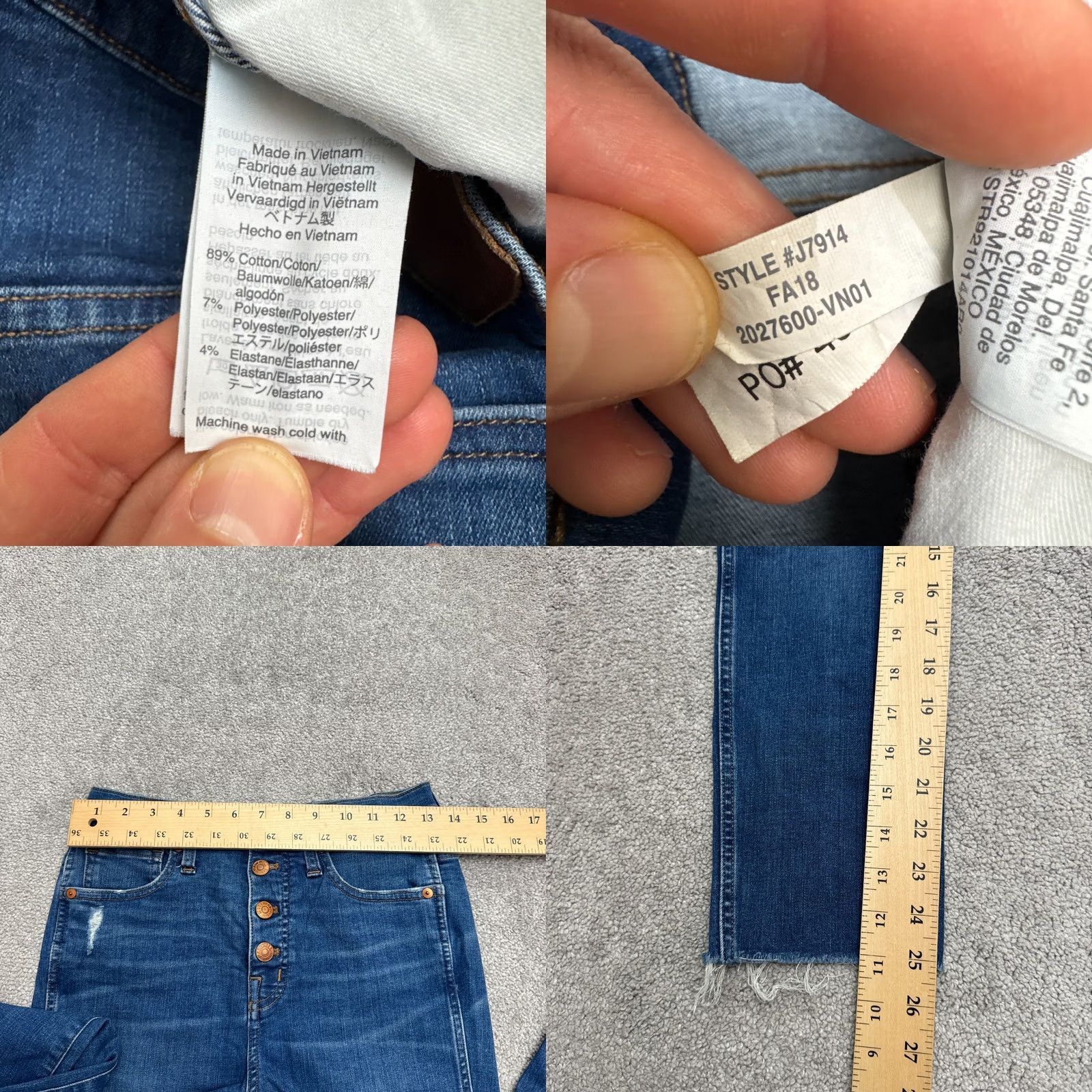 Madewell Madewell Jeans Skinny Denim 10" High Rise Womens 26 Blue Button Fly 5-Pocket Size 26" / US 2 / IT 38 - 8 Thumbnail